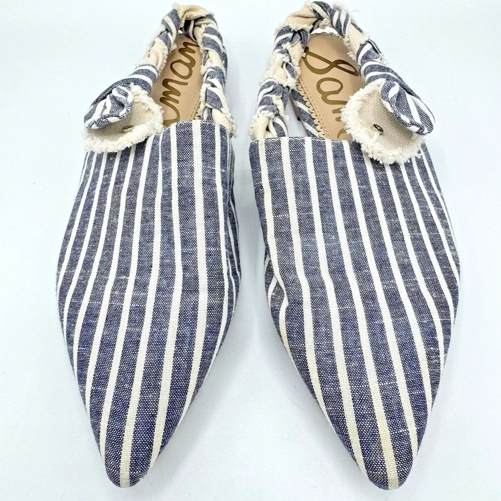 Sam Edelman Rivers Mule Flats Blue Stripe Pointed Toe Womens Size 9 - Picture 6 of 9